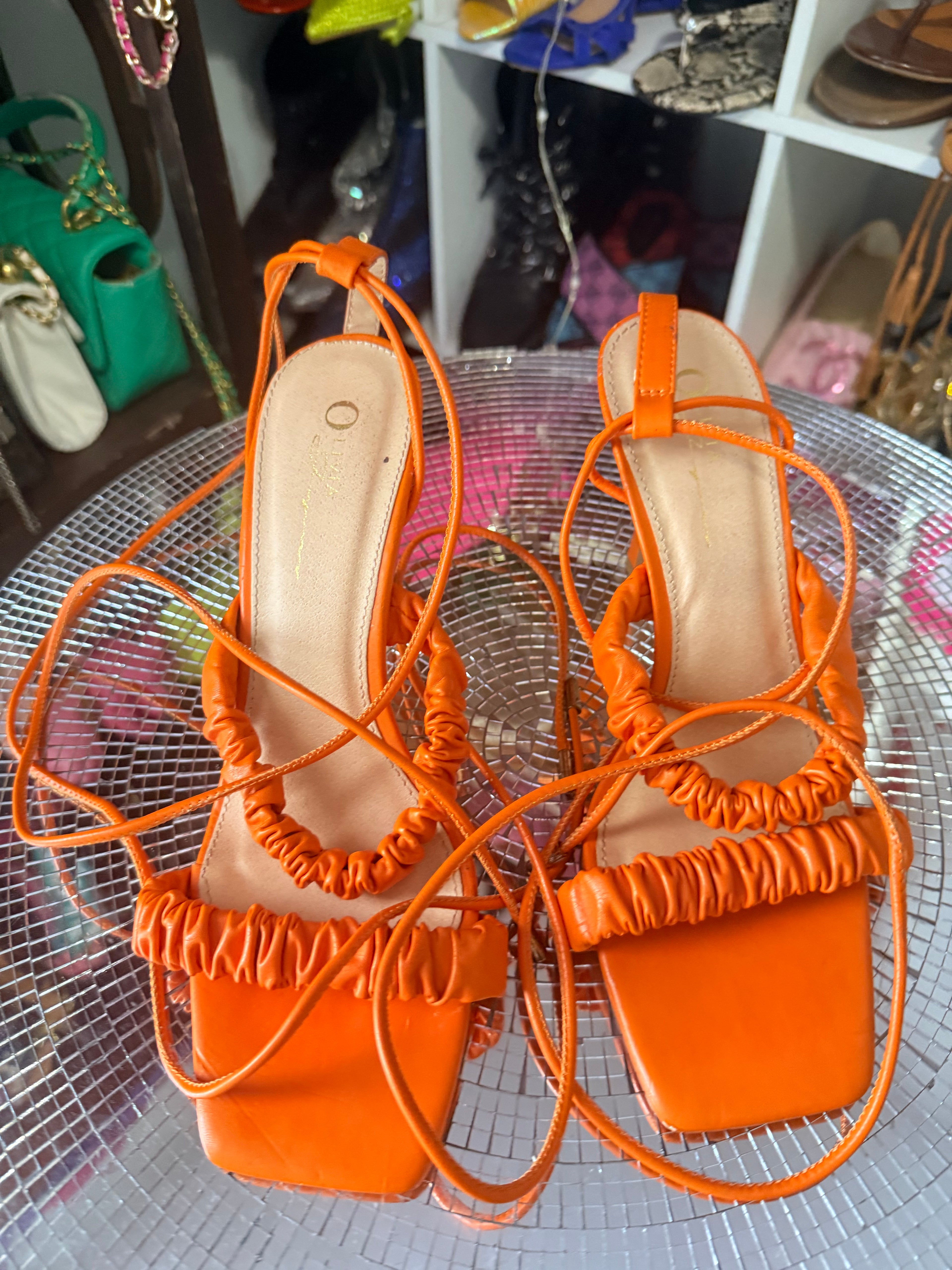 orange🍊strappy sandals 8.5