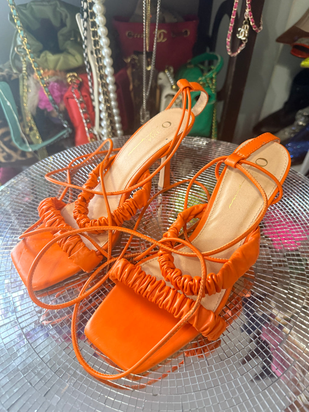 orange🍊strappy sandals 8.5