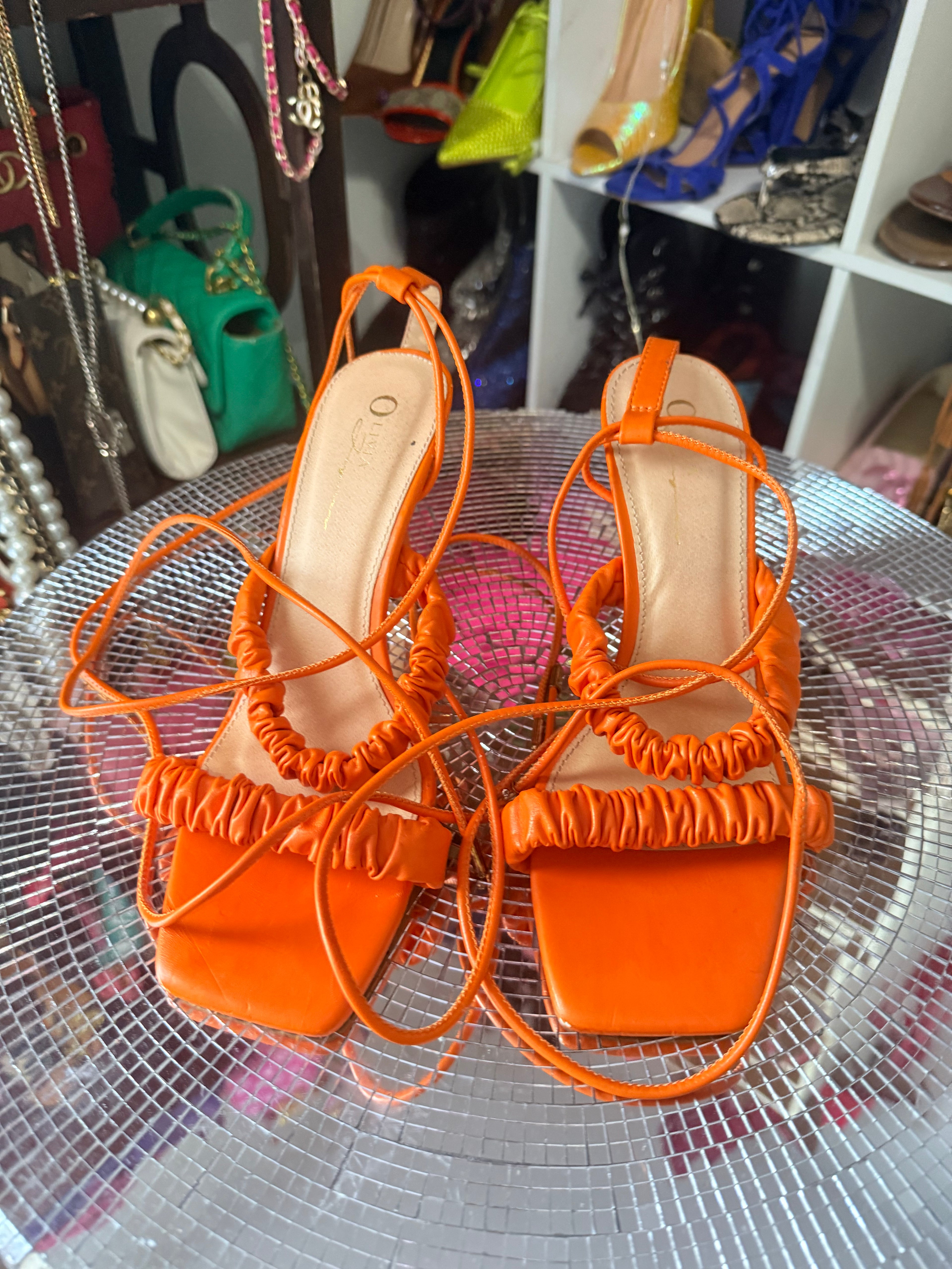 orange🍊strappy sandals 8.5