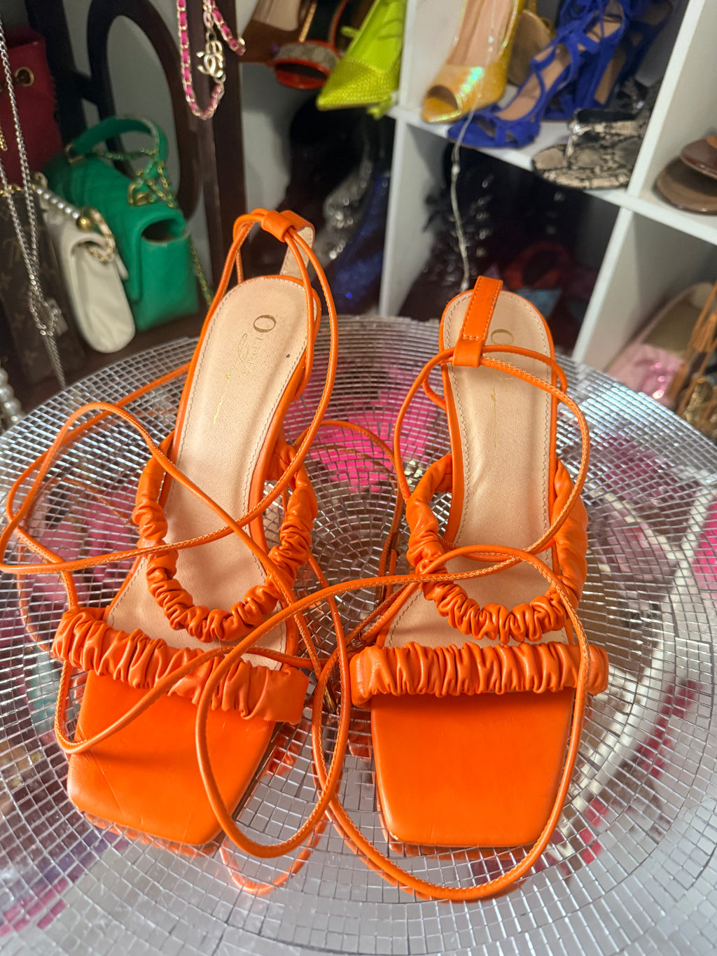 orange🍊strappy sandals 8.5