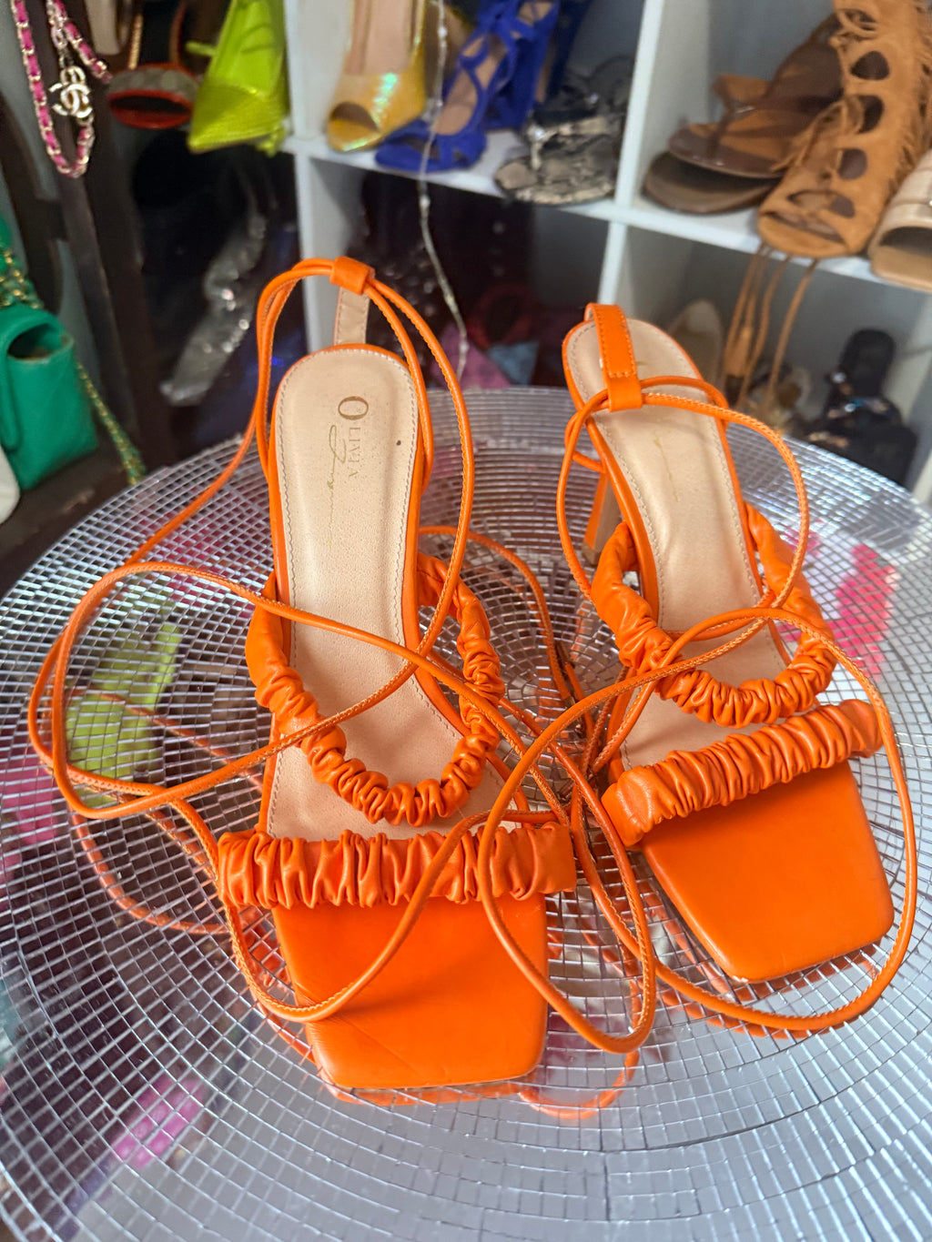 orange🍊strappy sandals 8.5